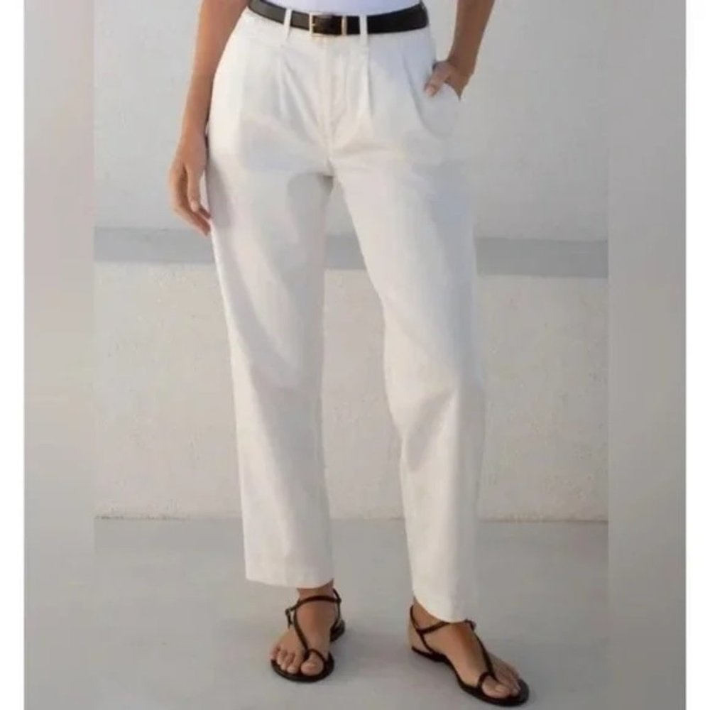 Ayr Metropolitan 2 pleat high waist cropped pant in Basmati
